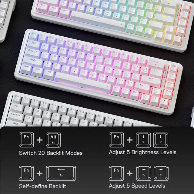 Alt view image 6 of 7 - Redragon K709 65% Wired Gasket RGB Gaming Keyboard, 68 Keys Hot-Swap Compact Mechanical Keyboard w/Free-Mod Socket, 3-Layer Noise Dampening & Dedicated Arrow Keys, Quiet Custom Linear Switch