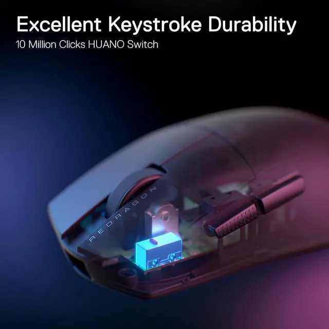 Alt view image 3 of 7 - Redragon M916 Wireless Gaming Mouse, 49G Ultra-Light 8K DPI 2.4G Wireless Gaming Mouse w/Ergonomic Natural Grip Build, Full Programmable Buttons, Software Supports DIY Keybinds & DPI