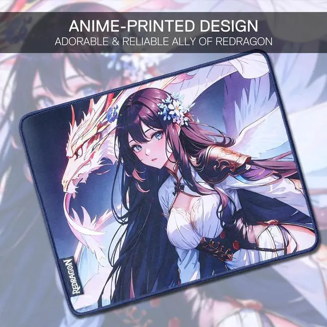 Alt view image 6 of 6 - Redragon P046S Anime Gaming Mouse Pad - Smooth Lycra Surface, Anti-Slip Rubber Base, Spill-Resistant, Durable 5mm Thick Design, 13 x 10 inches, Dark Blue