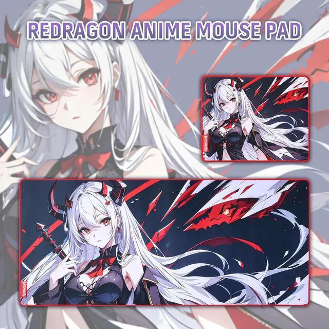 Alt view image 5 of 6 - Redragon EISA P047L Anime Gaming Mouse Pad - Smooth Lycra Surface, Anti-Slip Rubber Base, Spill-Resistant, Durable 5mm Thick Design, 35 x 16 inches, Black