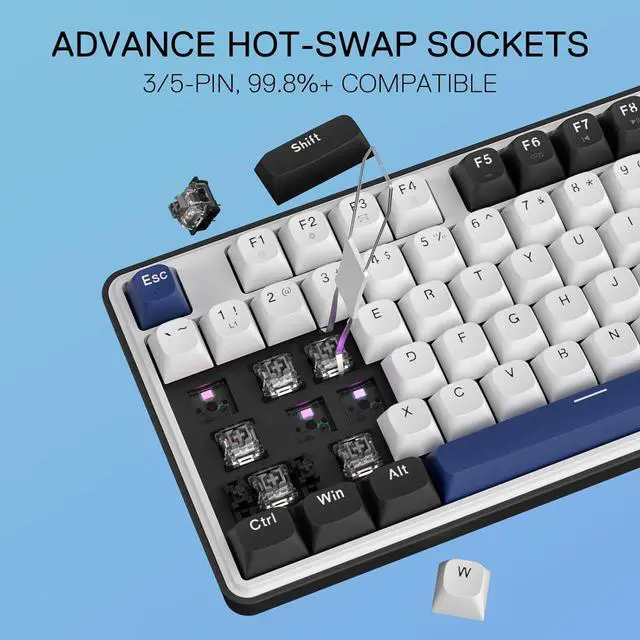 Alt view image 2 of 7 - Redragon K689 Wired Gasket RGB Gaming Keyboard, 108 Keys Mechanical Keyboard w/Extra 4 Hotkeys, Upgraded Hot-swappable Socket, 3-Layer Noise Dampening, Mixed Color Keycaps, Custom Linear Switch