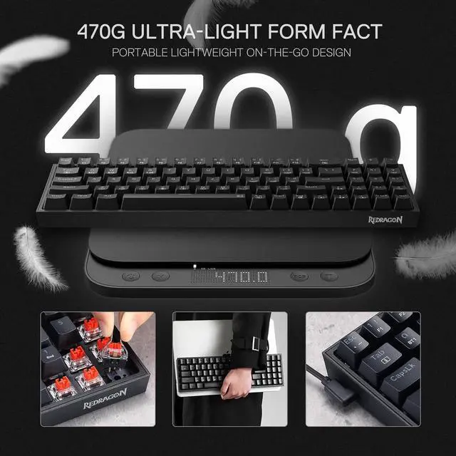 Alt view image 4 of 7 - Redragon S136 Gaming Keyboard & Mouse Combo, 75% K628 Tri-Mode Wireless RGB Mechanical Keyboard and 7200 DPI Wireless Gaming Mouse Bundle, Convenient Shared Dongle