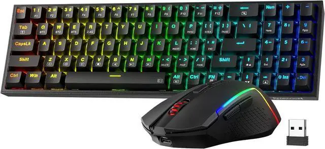 Main image of Redragon S136 Gaming Keyboard & Mouse Combo, 75% K628 Tri-Mode Wireless RGB Mechanical Keyboard and 7200 DPI Wireless Gaming Mouse Bundle, Convenient Shared Dongle