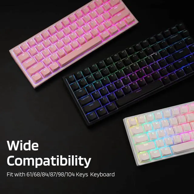 Alt view image 4 of 7 - LTC LavaCaps 117-Key PBT Double Shot Keycaps, Translucent OEM Profile for ISO & ANSI Layout 61/68/84/87/98/104 Keys Mechanical Keyboard, with Keycap Puller - (Only Keycaps), Pink
