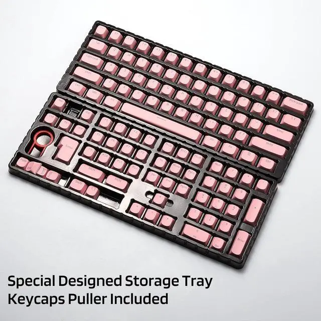 Alt view image 5 of 7 - LTC LavaCaps 117-Key PBT Double Shot Keycaps, Translucent OEM Profile for ISO & ANSI Layout 61/68/84/87/98/104 Keys Mechanical Keyboard, with Keycap Puller - (Only Keycaps), Pink
