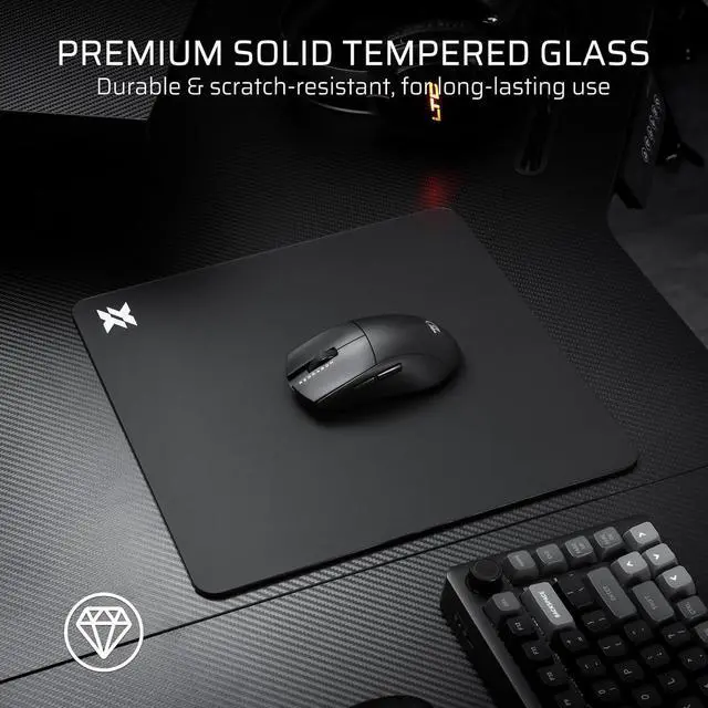 Alt view image 4 of 7 - LTC Glass Gaming Mouse Pad, Ultra-Smooth Micro-Etched Surface Mousepad, Improved Precision & Speed, Tempered Glass, Impact & Scratch Resistant, Anti-Slip High-Density Silicone Rubber Base, 11.8X11.8in