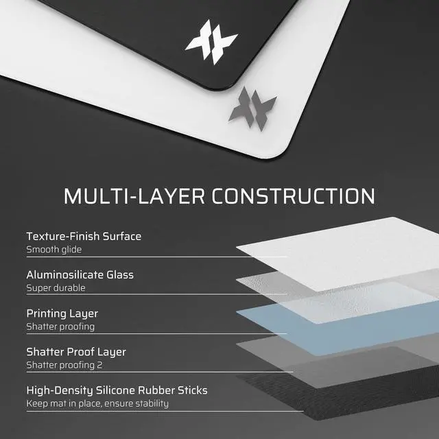 Alt view image 5 of 7 - LTC Glass Gaming Mouse Pad, Ultra-Smooth Micro-Etched Surface Mousepad, Improved Precision & Speed, Tempered Glass, Impact & Scratch Resistant, Anti-Slip High-Density Silicone Rubber Base, 11.8X11.8in