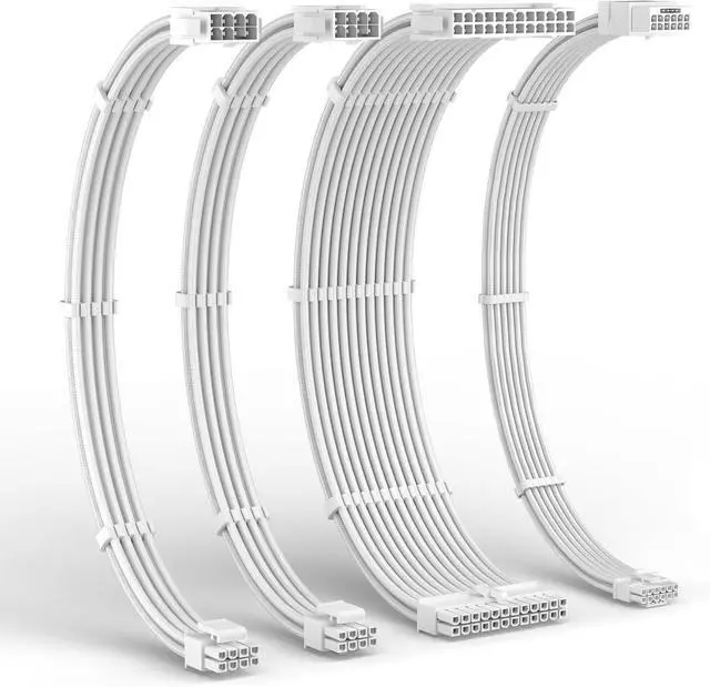 Main image of LTC 12VHPWR PSU Cable Extension Kit, 16AWG PCI-E 5.0 Power Supply PC Cable Extension, 1x24 Pin ATX / 2X 8Pin(4+4) EPS / 1x 12+4 Pin GPU, Soft Braided Sleeve Cable Combs, 300mm