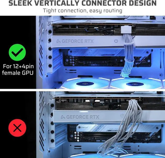 Alt view image 4 of 7 - LTC 12VHPWR PSU Cable Extension Kit, 16AWG PCI-E 5.0 Power Supply PC Cable Extension, 1x 24 Pin ATX /2X 8Pin (4+4) EPS Cable / 3X (6+2P) to 12+4 Pin GPU, Soft Braided Sleeve Cable Combs, 300mm