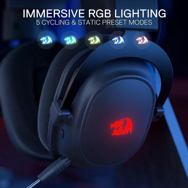 Alt view image 5 of 7 - Redragon H510 PRO 3-Mode RGB Gaming Headset - 7.1 Surround Sound - 53MM Audio Drivers in Memory Foam Ear Pads w/Durable Fabric Cover- Multi Platforms Headphone - USB Powered for PC/PS4/NS