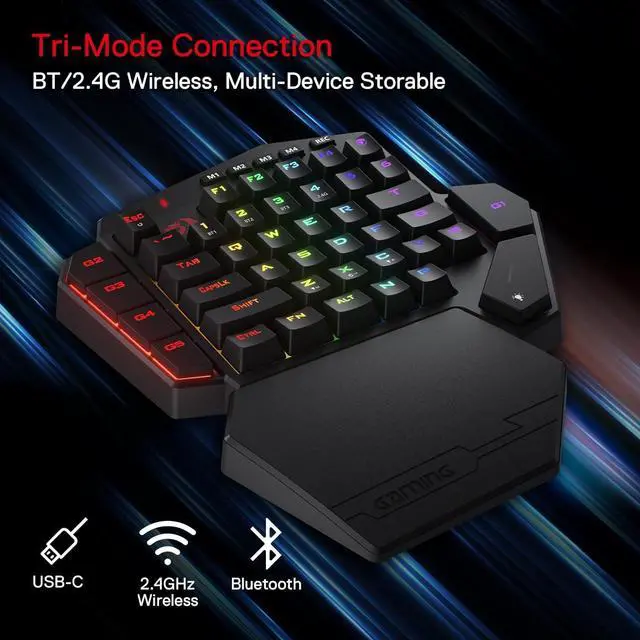 Alt view image 7 of 7 - Redragon K585 PRO Wireless One-Handed Mechanical Keyboard, 42 Keys 3-Mode RGB 40% Gaming Keypad w/ 7 Onboard Macro Keys, Detachable Wrist Support, Rechargeable Battery (Red Switch)