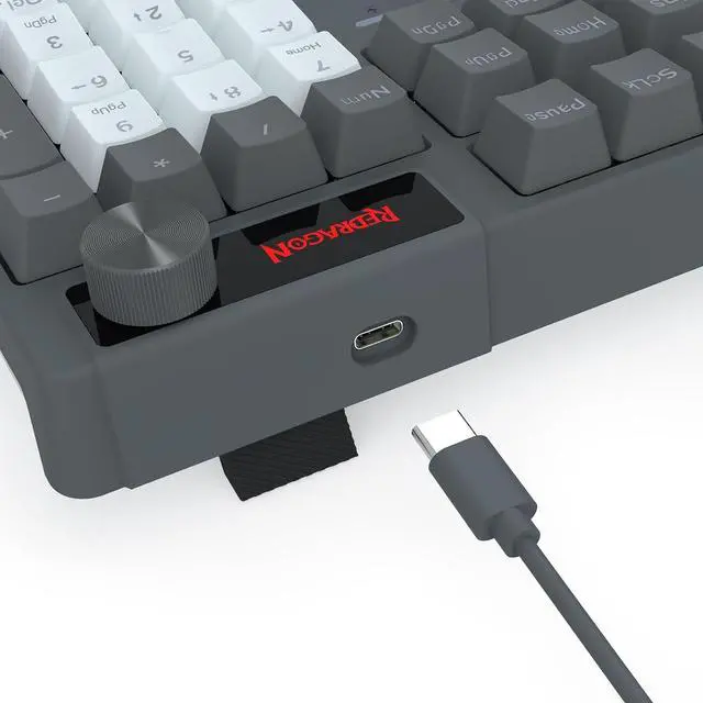 Alt view image 2 of 4 - Redragon K718 Wired 104 Keys Gaming Keyboard, Rainbow Backlit Wired Mechanical Keyboard w/Dedicated Knob Control, Sound Absorbing Foams, Upgraded Hot-swappable Socket, Mixed Color Keycaps, Red Switch