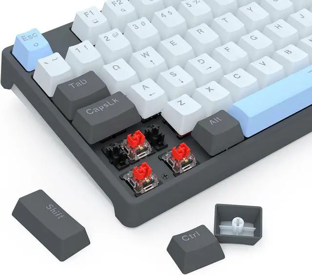 Alt view image 3 of 4 - Redragon K718 Wired 104 Keys Gaming Keyboard, Rainbow Backlit Wired Mechanical Keyboard w/Dedicated Knob Control, Sound Absorbing Foams, Upgraded Hot-swappable Socket, Mixed Color Keycaps, Red Switch