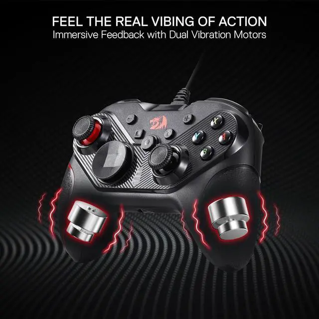 Alt view image 2 of 7 - Redragon G710 Wired Gaming Controller - Dual Vibration Motors, Rapid Trigger, Ergonomic Design, 4 Programmable Keys, Customizable Macros, Adjustable Joystick Heights - Work for PC & Android & NS