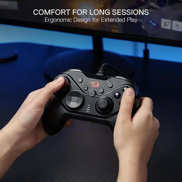 Alt view image 4 of 7 - Redragon G710 Wired Gaming Controller - Dual Vibration Motors, Rapid Trigger, Ergonomic Design, 4 Programmable Keys, Customizable Macros, Adjustable Joystick Heights - Work for PC & Android & NS