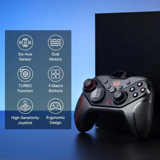 Alt view image 6 of 7 - Redragon G710 Wired Gaming Controller - Dual Vibration Motors, Rapid Trigger, Ergonomic Design, 4 Programmable Keys, Customizable Macros, Adjustable Joystick Heights - Work for PC & Android & NS