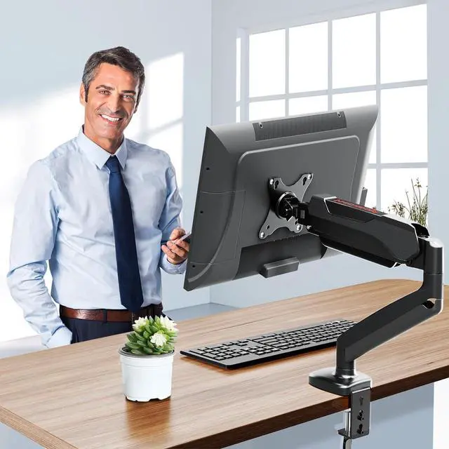 Alt view image 3 of 7 - Redragon GMK914 Single Monitor Mount Stand - Gas Spring Adjustable Arms with VESA 75/100mm, 13-32 Inch Screen Compatibility, C Clamp & Grommet Base, Cable Management, 17.6lbs Load Capacity