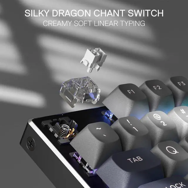 Alt view image 5 of 7 - Redragon K556 SE Wired Gaming Keyboard, 104 Keys Hot-Swap Mechanical Keyboard w/Original Aluminum Base, Upgraded Socket, Noise Dampening Kit, PBT Keycaps & Custom Linear Switch, Dawn Sakura Color