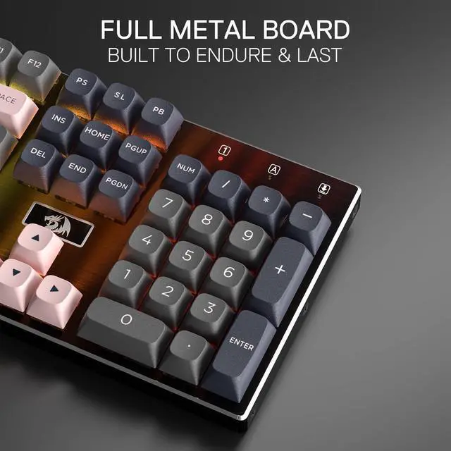 Alt view image 4 of 7 - Redragon K556 SE Wired Gaming Keyboard, 104 Keys Hot-Swap Mechanical Keyboard w/Original Aluminum Base, Upgraded Socket, Noise Dampening Kit, PBT Keycaps & Custom Linear Switch, Dawn Sakura Color