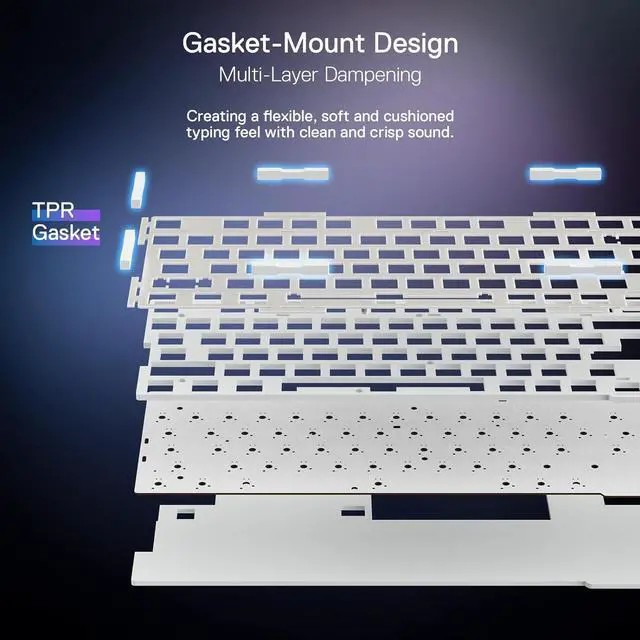 Alt view image 6 of 7 - Redragon K673 PRO 75% Wireless Gasket RGB Gaming Keyboard, 3-Modes 81 Keys Compact Mechanical Keyboard Hot-Swap Socket, Dedicated Knob Control and Sound Absorbing Pads, Linear Red Switch