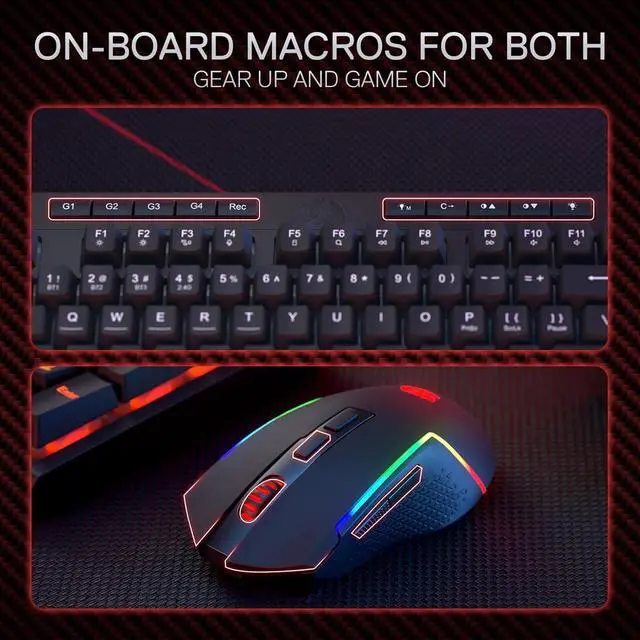 Alt view image 2 of 7 - Redragon S142 Wireless Gaming Keyboard & Mouse Combo, 98 Keys K515 PRO Wireless RGB Membrane Keyboard and 4800 DPI Wireless 2.4Ghz Gaming Mouse Bundle, Convenient Shared Dongle