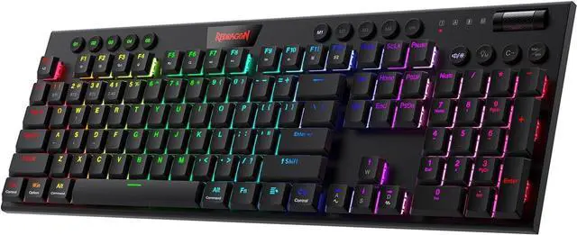 Main image of Redragon K618 PRO 3-Mode Wireless RGB Mechanical Keyboard, BT/2.4Ghz/Wired Low Profile Win/Mac Gaming Keyboard w/Ultra-Thin Design, Dedicated Media Control & Linear Red Switch