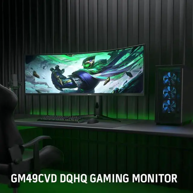Alt view image 3 of 7 - Redragon 49" Curve Gaming Monitor - DQHD 5120x1440, 32:9, 240Hz, 2.2ms, Support FreeSync & G-Sync, Eye Care, DisplayPort HDMI, Tilt Adjustable, Ultrawide 1000R Curve Computer Monitor