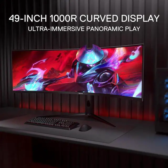 Alt view image 4 of 7 - Redragon 49" Curve Gaming Monitor - DQHD 5120x1440, 32:9, 240Hz, 2.2ms, Support FreeSync & G-Sync, Eye Care, DisplayPort HDMI, Tilt Adjustable, Ultrawide 1000R Curve Computer Monitor
