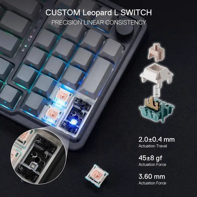 Alt view image 2 of 7 - Redragon K686 PRO 98 Keys Wireless Gasket RGB Gaming Keyboard, 3-Mode PBT Mechanical Keyboard w/Hot-Swap South-Facing RGB Socket, Dedicated Knob Control & 5-Layer Noise Dampening, Gradient PBT Keycaps