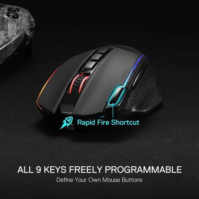 Alt view image 7 of 7 - Redragon M991 Wireless Gaming Mouse, 26000 DPI 3-Mode Gamer Mice w/Rapid Fire Key, 9 Macro Buttons, Powerful Capacity and RGB Backlight for PC/Mac/Laptop