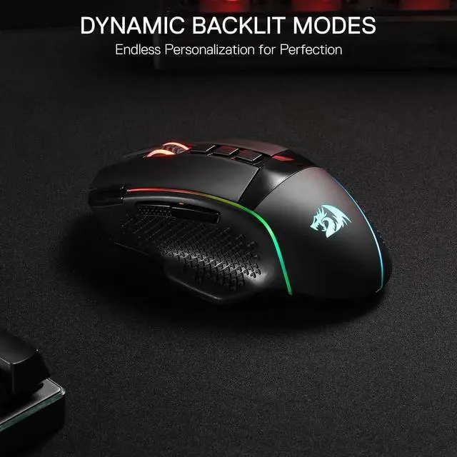 Alt view image 4 of 7 - Redragon M991 Wireless Gaming Mouse, 26000 DPI 3-Mode Gamer Mice w/Rapid Fire Key, 9 Macro Buttons, Powerful Capacity and RGB Backlight for PC/Mac/Laptop
