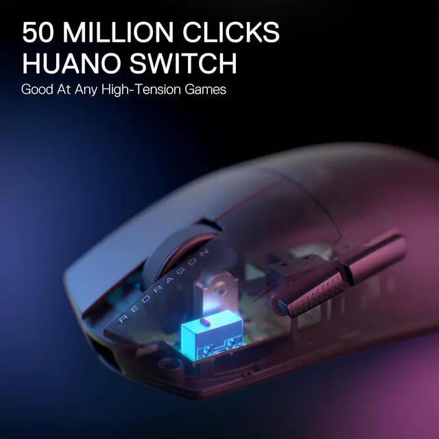 Alt view image 6 of 7 - Redragon M916 LIT Wireless Gaming Mouse, 49G Ultra-Light 1K DPI Mouse w/Ergonomic Natural Grip Build, Full Programmable Buttons, Software Supports DIY Keybinds & DPI