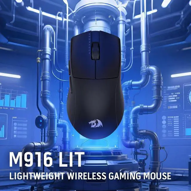 Alt view image 5 of 7 - Redragon M916 LIT Wireless Gaming Mouse, 49G Ultra-Light 1K DPI Mouse w/Ergonomic Natural Grip Build, Full Programmable Buttons, Software Supports DIY Keybinds & DPI