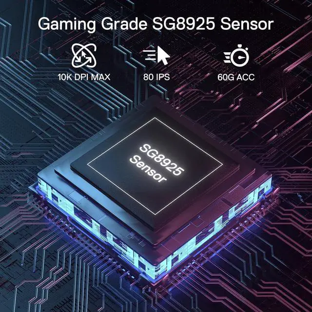 Alt view image 4 of 7 - Redragon M916 LIT Wireless Gaming Mouse, 49G Ultra-Light 1K DPI Mouse w/Ergonomic Natural Grip Build, Full Programmable Buttons, Software Supports DIY Keybinds & DPI