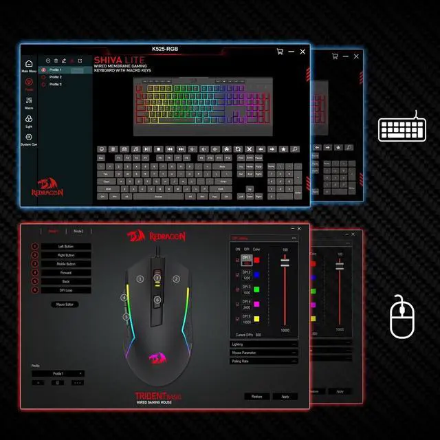 Alt view image 7 of 7 - Redragon S151 Gaming Keyboard & Mouse Combo, 104 Keys K525 Wired RGB Membrane Keyboard and 10000 DPI Wired M616 Gaming Mouse Bundle