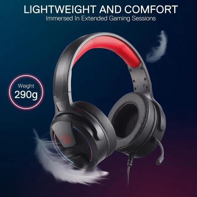 Alt view image 3 of 6 - Redragon H315 RGB Gaming Wired Computer Headset 40mm Drivers, Noise-Canceling Microphone, USB Connection