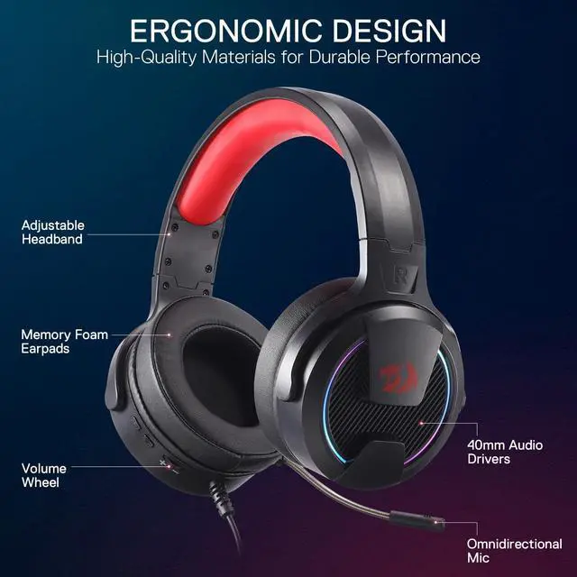 Alt view image 2 of 6 - Redragon H315 RGB Gaming Wired Computer Headset 40mm Drivers, Noise-Canceling Microphone, USB Connection