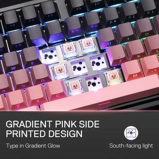 Alt view image 2 of 7 - Redragon K728 PRO 80% Wireless Gasket Gaming Keyboard, 3-Mode 87 Keys TKL Mechanical Keyboard w/South-Facing LED & Hot-Swap Socket, 5-Layer Noise Dampening, Custom Linear Switch