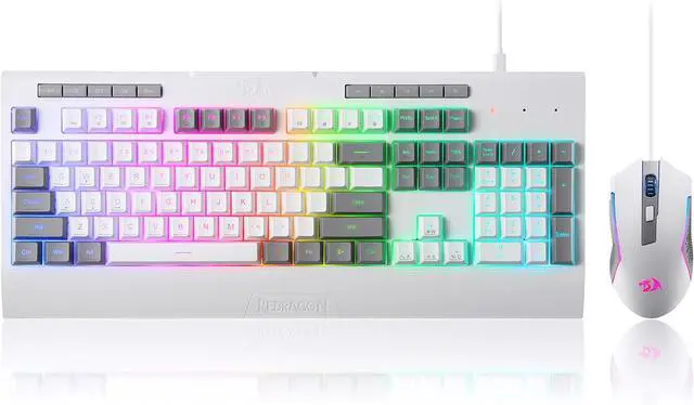 Main image of Redragon S151 Gaming Keyboard & Mouse Combo, 104 Keys K525 Wired RGB Membrane Keyboard and 10000 DPI Wired M616 Gaming Mouse Bundle White&Gray