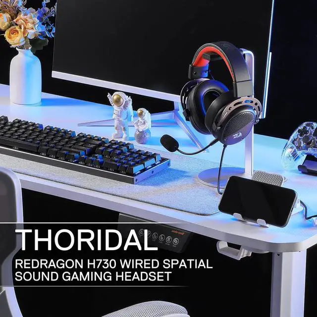 Alt view image 7 of 7 - Redragon H730 USB Wired Gaming Headset - 53mm Drivers, 360° Spatial Sound, Detachable Noise-Canceling Microphone, Magnetic Replaceable Ear Cushions, Over-Ear Headphones Works for PC/PS4/PS5, Black