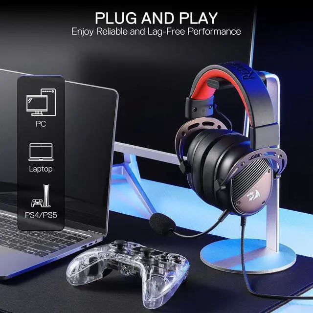 Alt view image 3 of 7 - Redragon H730 USB Wired Gaming Headset - 53mm Drivers, 360° Spatial Sound, Detachable Noise-Canceling Microphone, Magnetic Replaceable Ear Cushions, Over-Ear Headphones Works for PC/PS4/PS5, Black