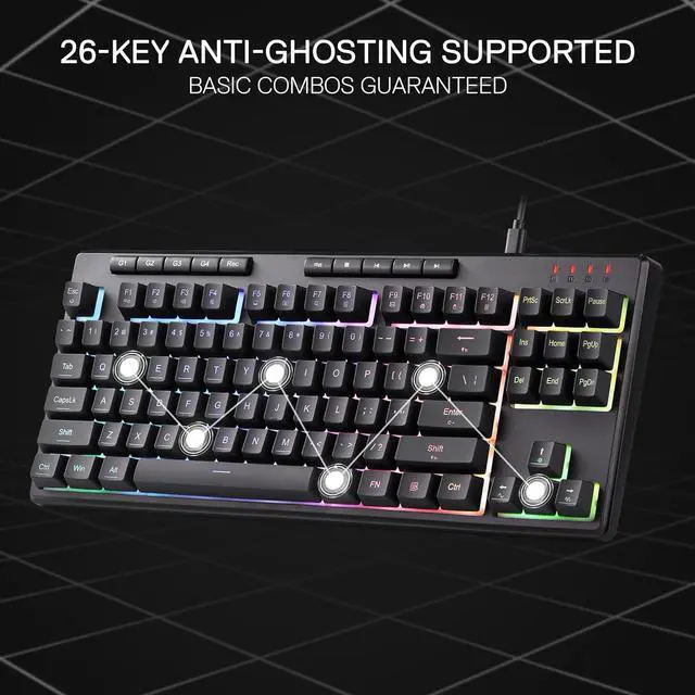 Alt view image 3 of 7 - Redragon K516 Shiva TKL Wired RGB Membrane Gaming Keyboard, 87 Keys Mechanical-Feel Keyboard w/Smooth Linear Switch, On-Board Macro & Dedicated Multimedia Keys, 16.8M RGB Backlit, Software Supported