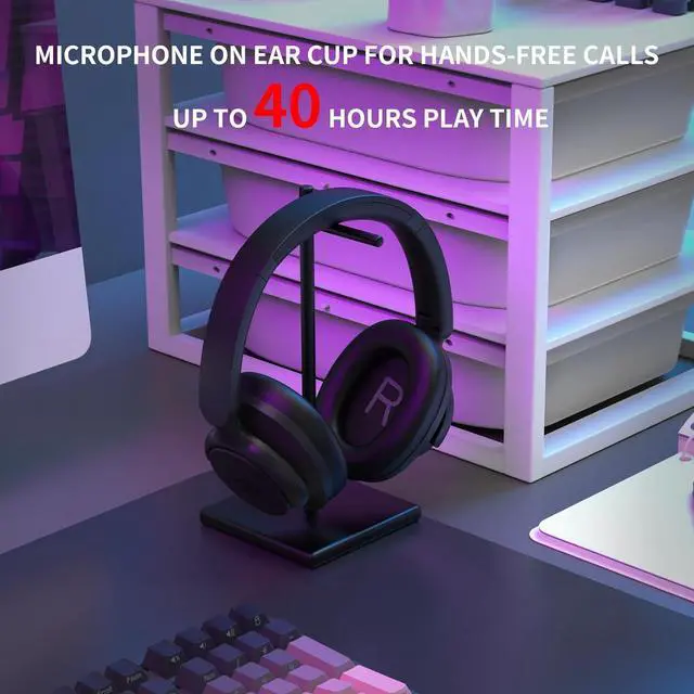 Alt view image 2 of 7 - Redragon H610 Wireless Gaming Headset for PS5, PS4, PC, Mac, NS - BT 5.3 with ANC Noise Cancellation, 50H Battery, Lightweight, Over-Ear Headphones with Built-in Mic, Black