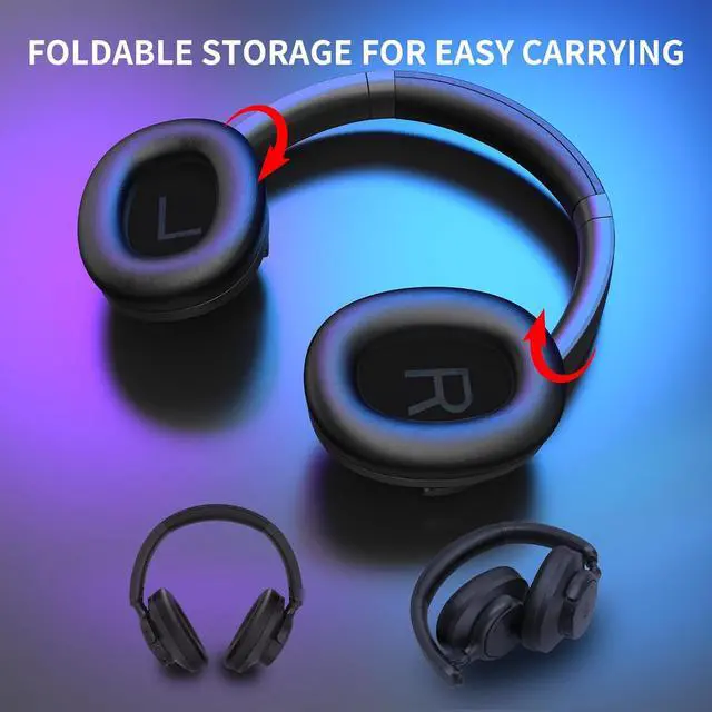 Alt view image 3 of 7 - Redragon H610 Wireless Gaming Headset for PS5, PS4, PC, Mac, NS - BT 5.3 with ANC Noise Cancellation, 50H Battery, Lightweight, Over-Ear Headphones with Built-in Mic, Black