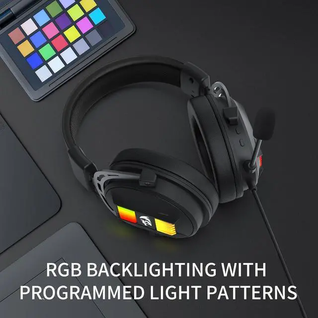Alt view image 3 of 7 - Redragon H375 Wired Gaming Headset, 53mm Drivers 7.1 Surround Sound, Detachable Noise Cancelling Mic, USB Computer Headset with RGB, Lightweight Design for PC/Laptop/PS4