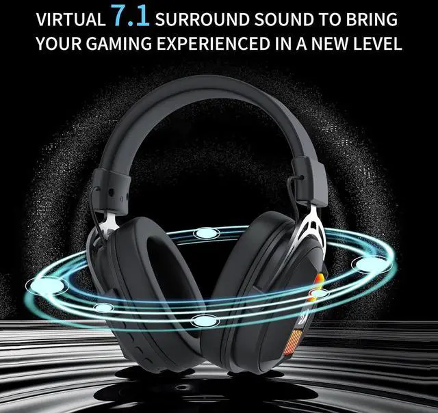 Alt view image 2 of 7 - Redragon H375 Wired Gaming Headset, 53mm Drivers 7.1 Surround Sound, Detachable Noise Cancelling Mic, USB Computer Headset with RGB, Lightweight Design for PC/Laptop/PS4