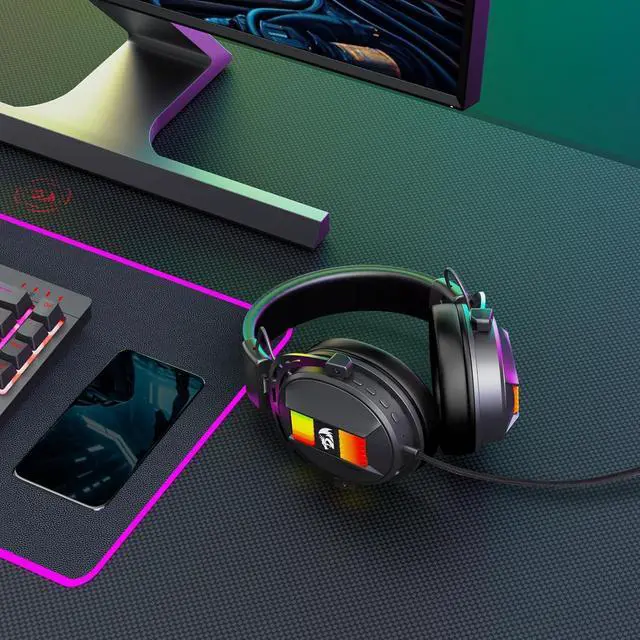 Alt view image 7 of 7 - Redragon H375 Wired Gaming Headset, 53mm Drivers 7.1 Surround Sound, Detachable Noise Cancelling Mic, USB Computer Headset with RGB, Lightweight Design for PC/Laptop/PS4