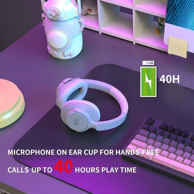 Alt view image 2 of 6 - Redragon H610 Wireless Gaming Headset for PS5, PS4, PC, Mac, NS - BT 5.3 with ANC Noise Cancellation, 50H Battery, Lightweight, Over-Ear Headphones with Built-in Mic, Black White