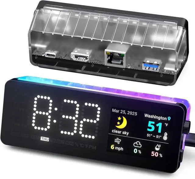 Main image of LTC Laptop Docking Station, 7-in-1 USB C Hub with Screen, Multiple Built-in Apps, Multiport Adapter Grey