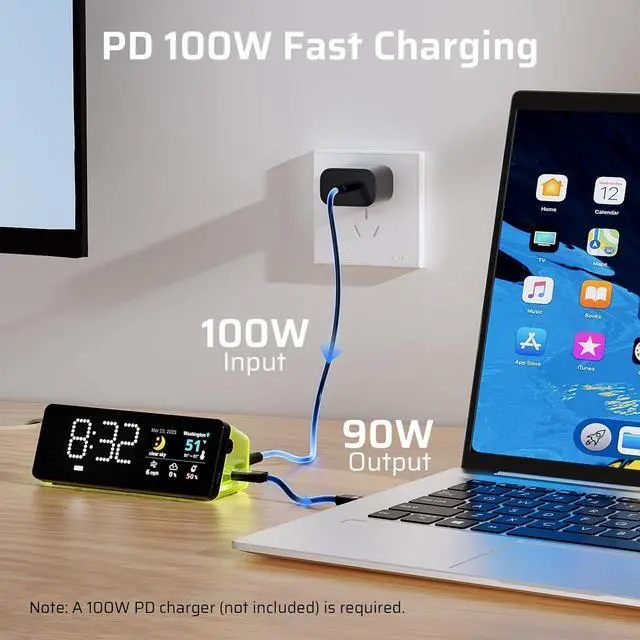 Alt view image 7 of 7 - LTC Laptop Docking Station, 7-in-1 USB C Hub with Screen, Multiple Built-in Apps, Multiport Adapter Grey